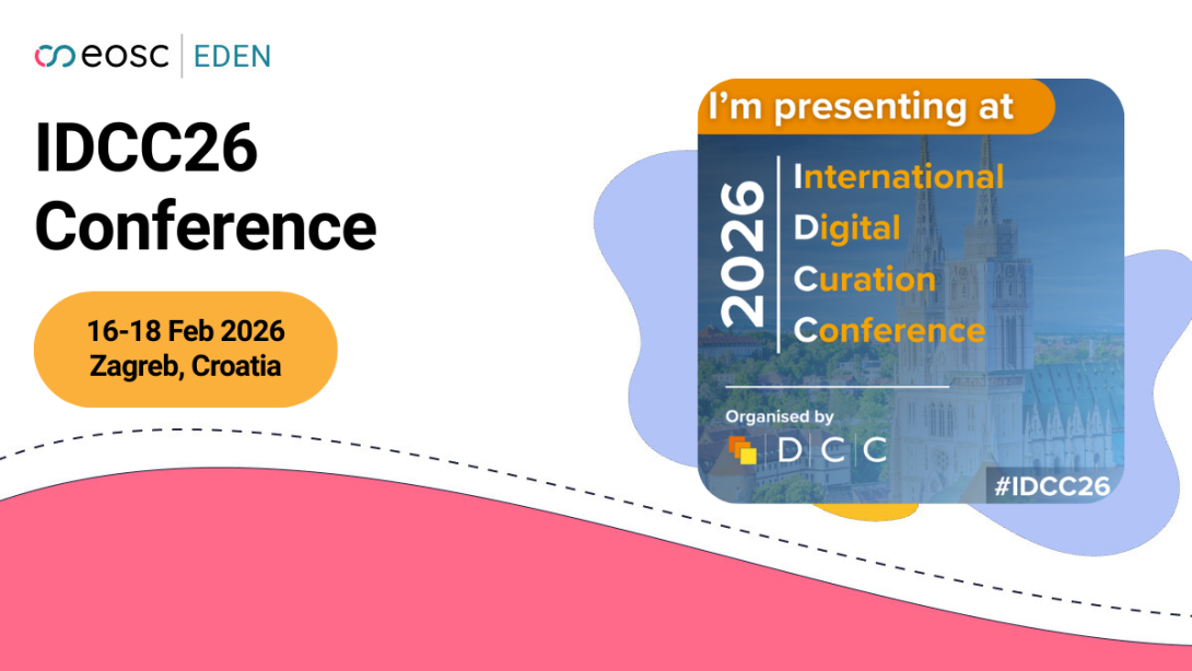 A visual image on the IDCC conference and how the EOSC EDEN project will be presenting. 